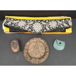 Antique Clothing Victorian Edwardian Ladies Belt With Silver Thread Embroidery Plus Other Items