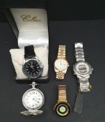 Parcel of 4 Modern Wrist Watches and a Pocket Watch