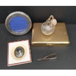 Antique Parcel of Assorted items Includes Silver Picture Frame and Scent Bottle