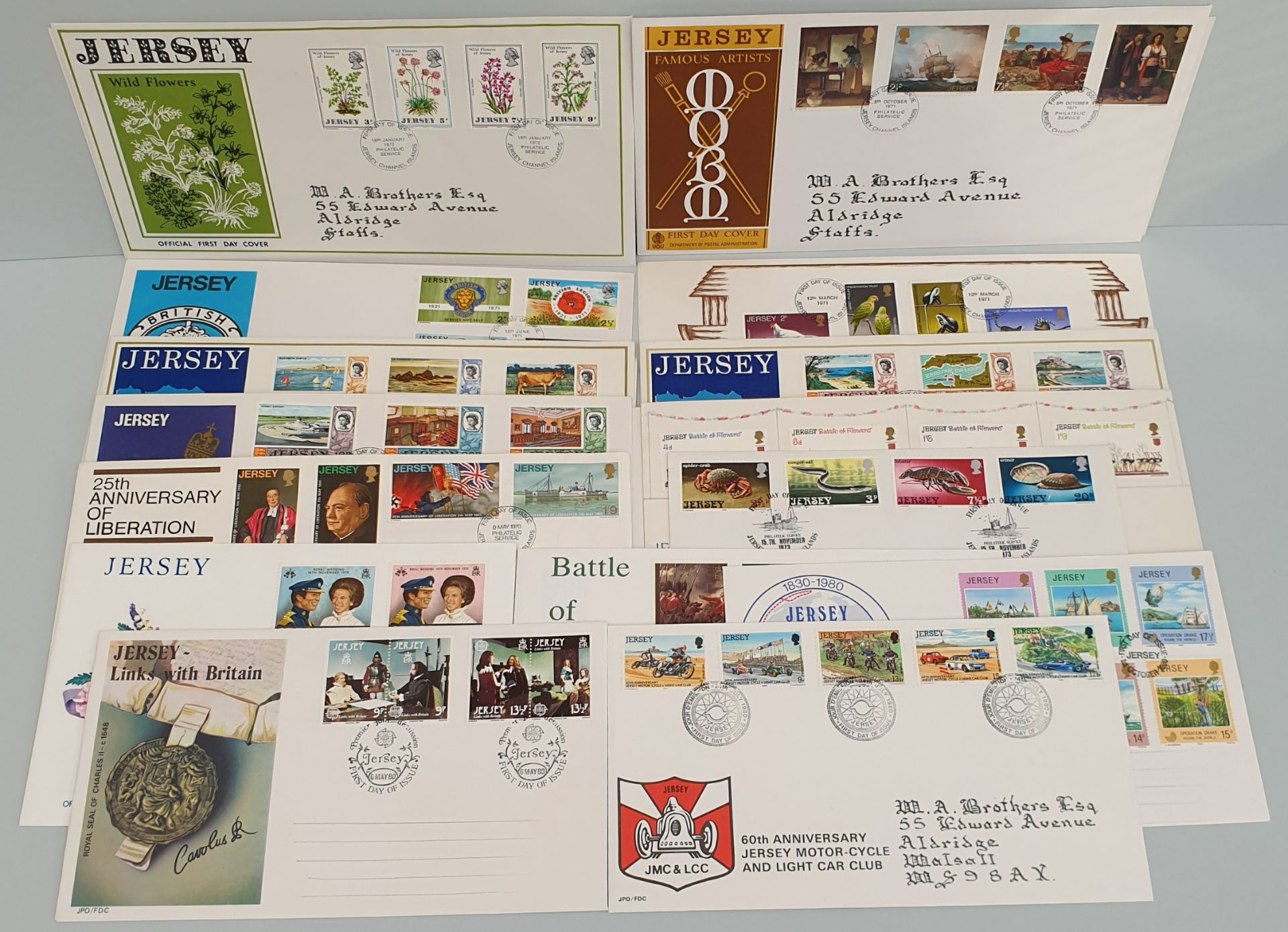 Parcel of 15 Collectable First Day Covers Jersey 1970's