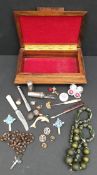 Vintage Wooden Jewellery Box and Costume Jewellery