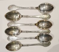 6 x Early 20th Century Spot Hammered Danish Silver Spoon Grann & Laglye Copenhagen