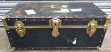 Vintage Collectable Black Wooden Travel or Storage Trunk