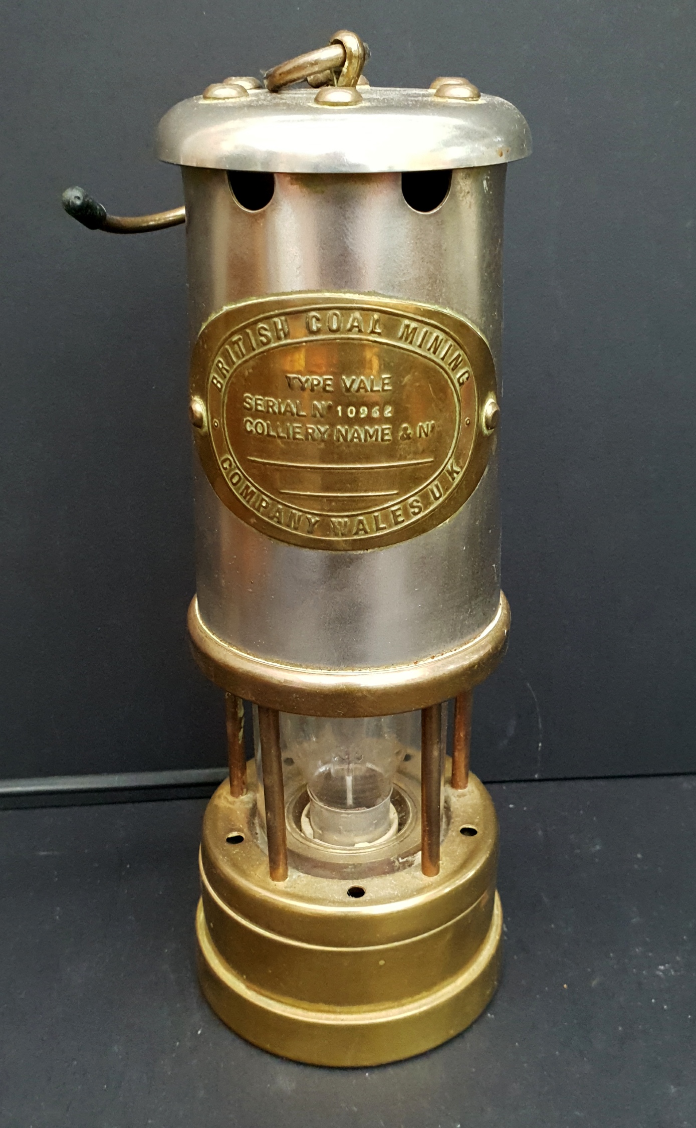 Vintage Miner Lamp British Coal Mining Company Wales Converted.