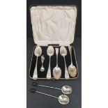 5 x Boxed Sterling Silver Tea Spoons 2 Coffee Bean Spoons and 935 Mustard Spoon