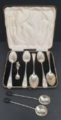 5 x Boxed Sterling Silver Tea Spoons 2 Coffee Bean Spoons and 935 Mustard Spoon