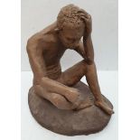 Vintage Studio Pottery Terracotta Nude Male Figure 1980's Measures 6 inches tall