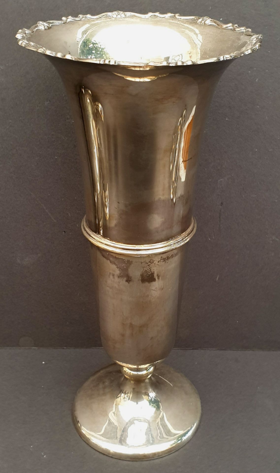 Antique Sterling Silver Trumpet Vase Birmingham 1925 Makers Mark Obscured Weight 15.5oz