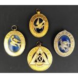 Vintage 4 x Masonic Collar Jewels Cheshire Includes Enamelled and Silver Jewel