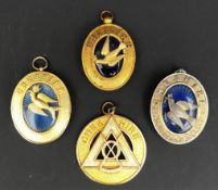 Vintage 4 x Masonic Collar Jewels Cheshire Includes Enamelled and Silver Jewel