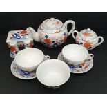 Vintage Porcelain China Tea Pot and Cups Hand Painted