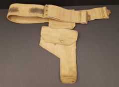 Vintage WWII Military Pistol Holster and Webbing Belt Dated M.E. Co. 1941