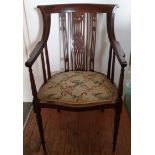 Antique Furniture Early 20th Century Sheraton Style Arm Chair