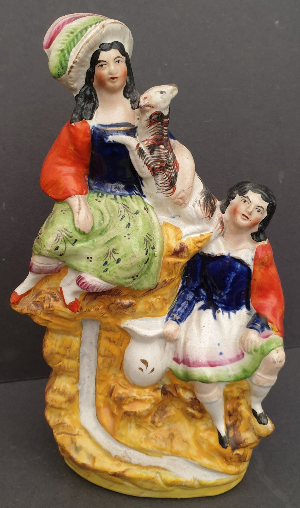 Antique 2 x Staffordshire Flatback Figures Includes Pocket Watch Stand A/F - Image 4 of 4