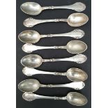 8 x Early 20th Century Spot Hammered Danish Silver Tea Spoon Grann & Laglye Copenhagen