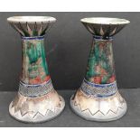 Vintage Retro Pair Stavros Pottery Candle Sticks 6 inches tall