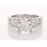 18ct White Gold Single Stone Prong Set With Stone Set Shoulders Diamond Ring 3.10