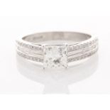 18ct White Gold Single Stone Prong Set With Stone Set Shoulders Diamond Ring 1.35