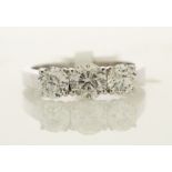 18ct White Gold Three Stone Claw Set Diamond Ring 1.58