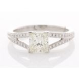 18ct White Gold Single Stone Prong Set With Stone Set Shoulders Diamond Ring 1.42