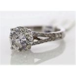 18ct White Gold Single Stone Prong Set With Stone Set Shoulders Diamond Ring 3.57