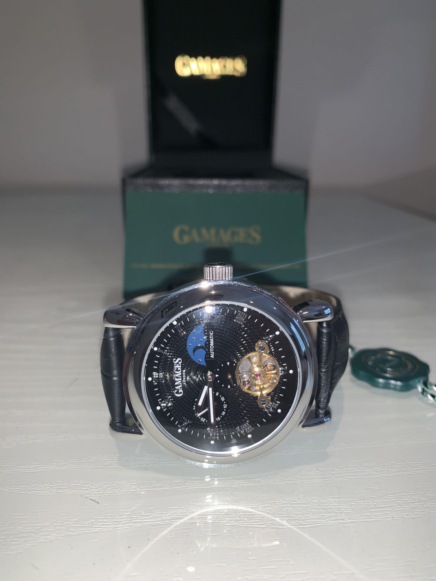 Limited Edition Hand Assembled GAMAGES Moon Phase Automatic Steel – 5 Year Warranty & Free Delivery - Image 5 of 6