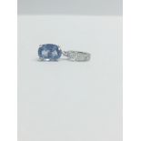 14Ct White Gold Sapphire & Diamond Pendant.