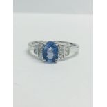 14Ct White Gold Sapphire And Diamond Ring.