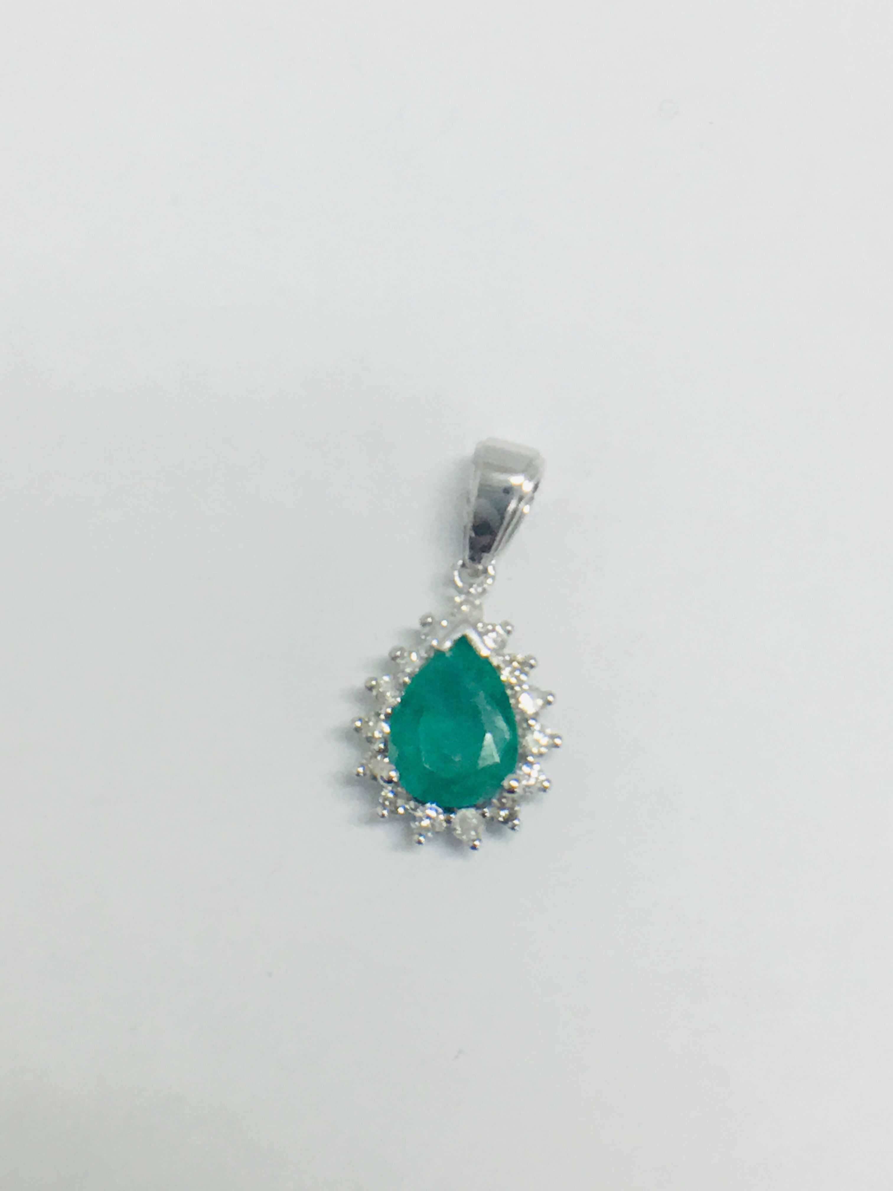 14Ct White Gold Emerald And Diamond