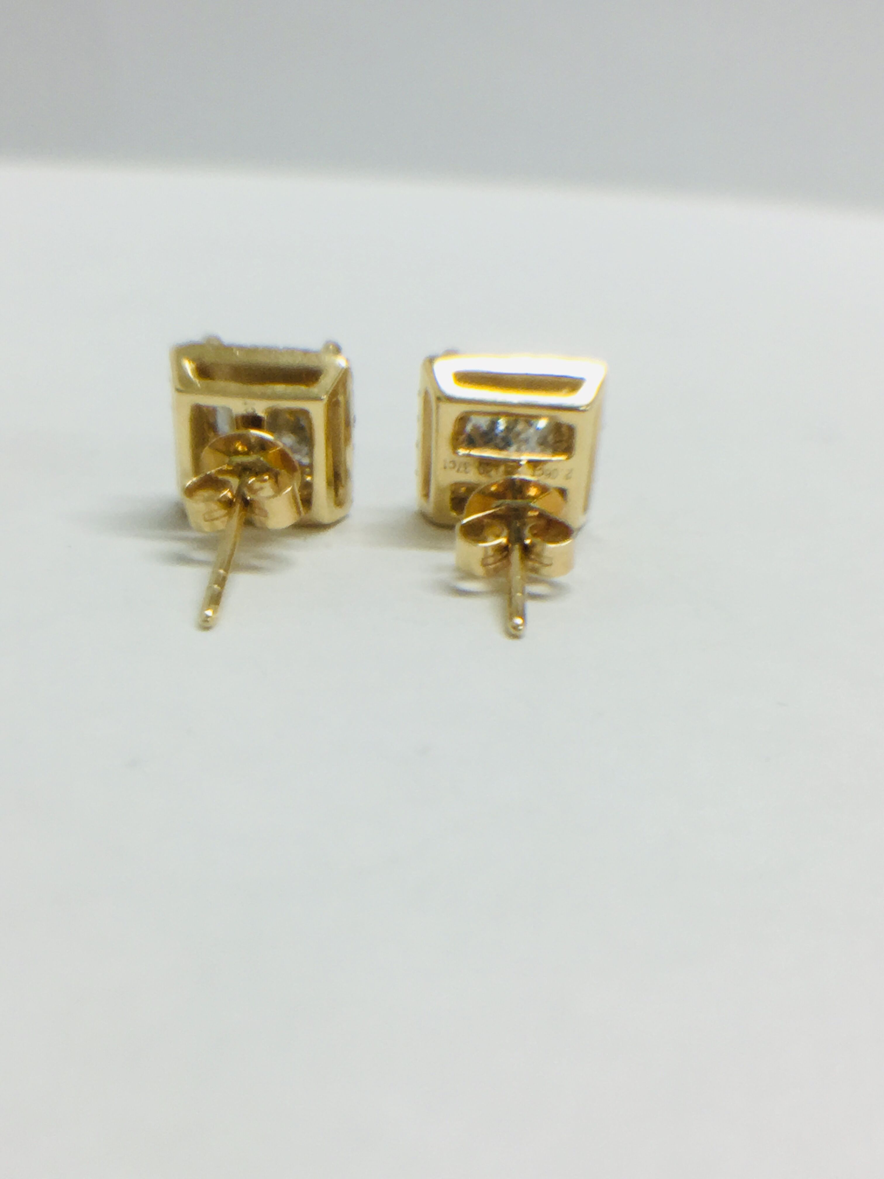 1 Pair 14Ct Yellow Gold Diamond Stud Earrings. - Image 5 of 8