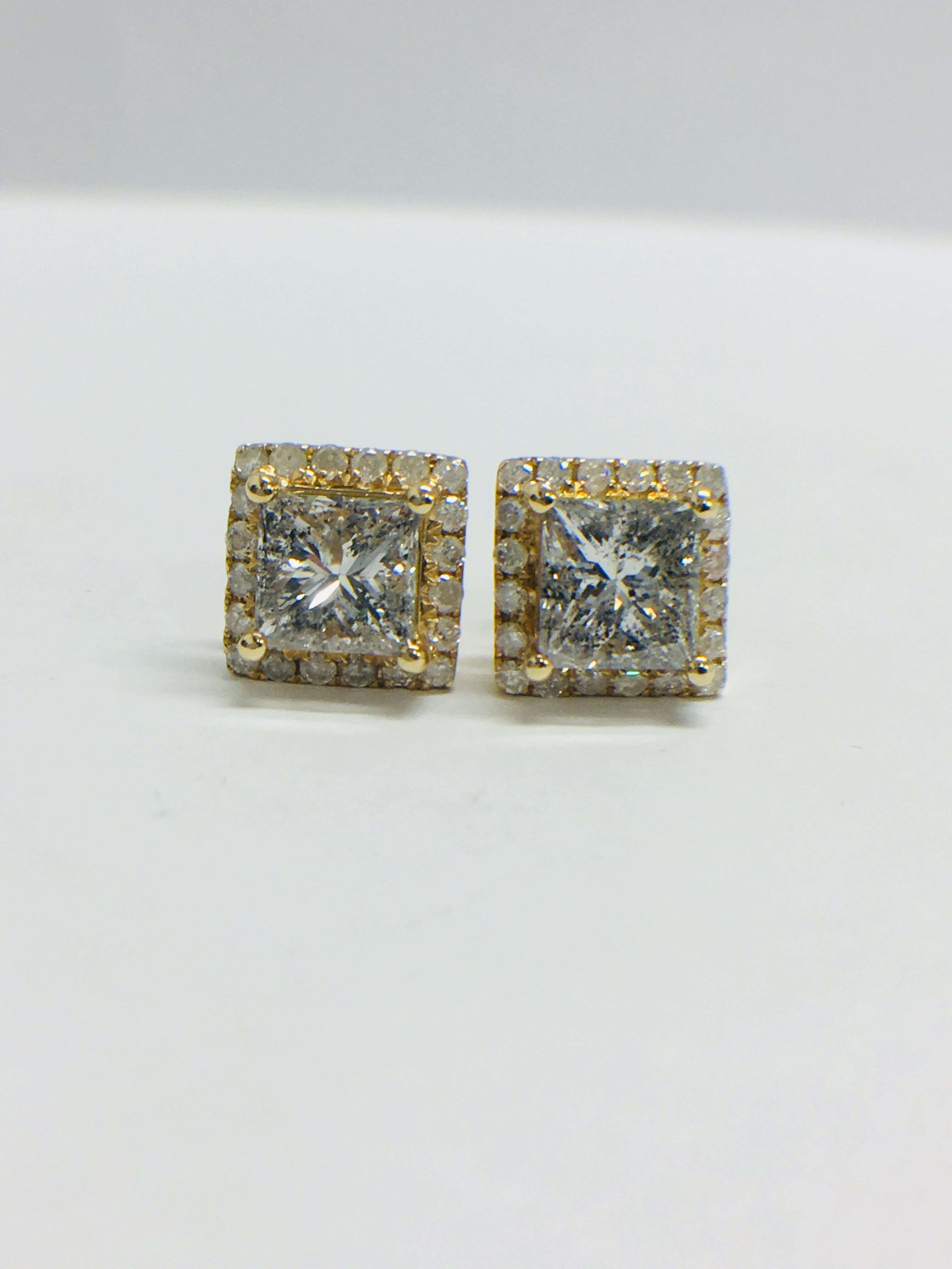 1 Pair 14Ct Yellow Gold Diamond Stud Earrings. - Image 2 of 8