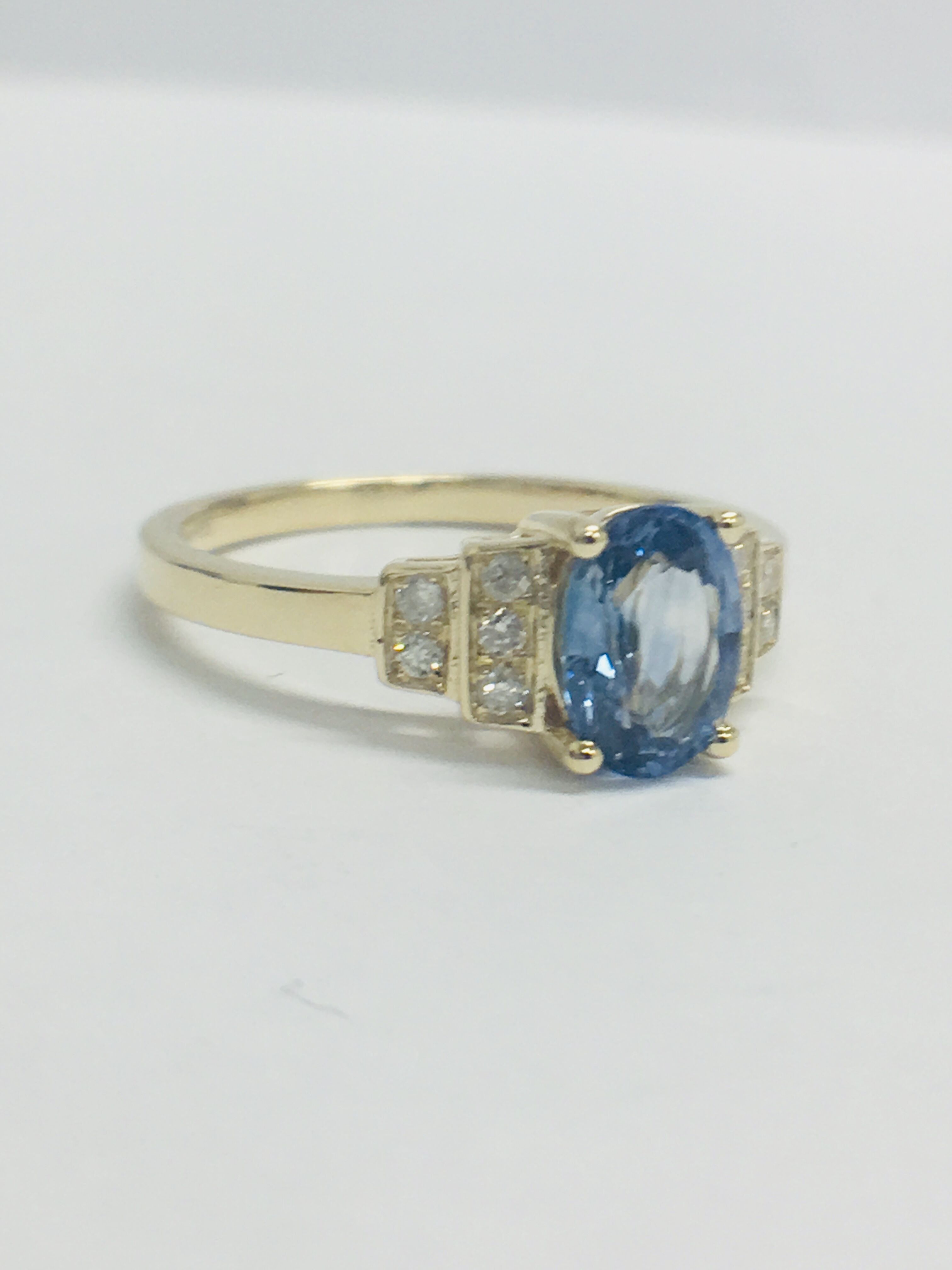 14Ct Yellow Gold Sapphire And Diamond Ring. - Image 8 of 10