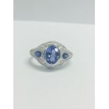 18Ct White Gold Tanzanite & Diamond Ring