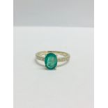 14Ct Yellow Gold Emerald And Diamond Ring.