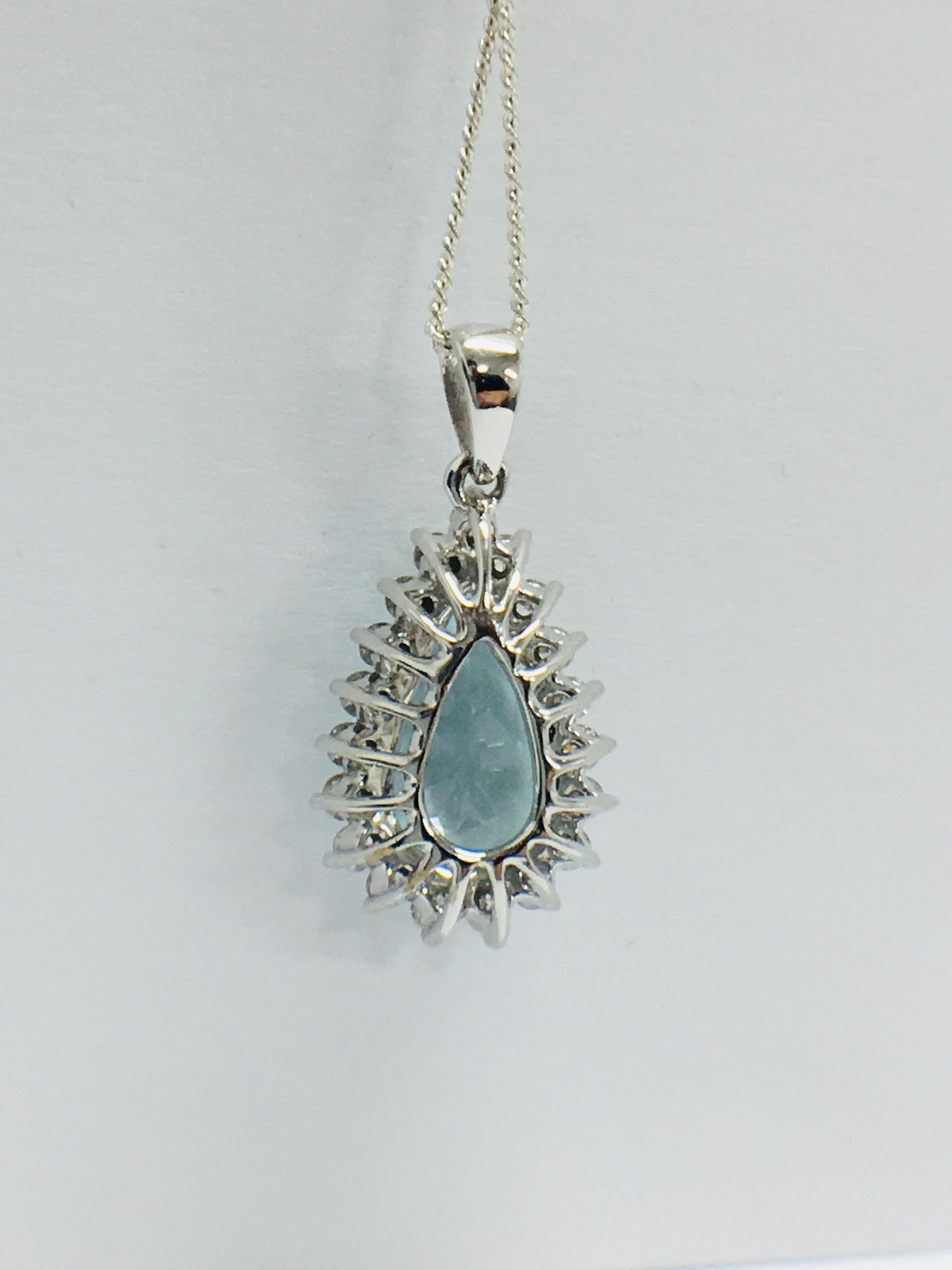 14Ct White Gold Aquamarine & Diamond Pendant. - Image 2 of 8