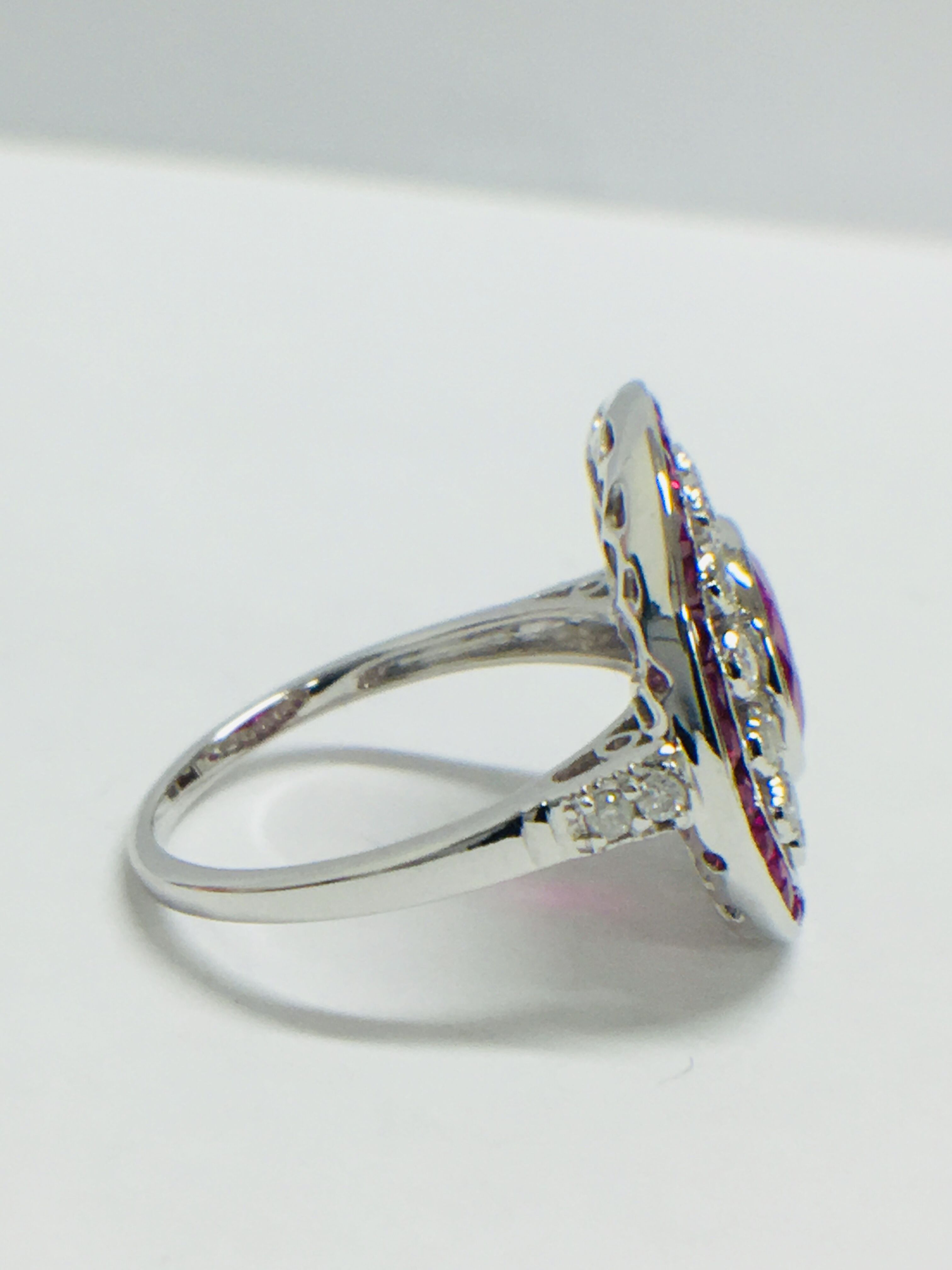 18Ct White Gold Ruby & Diamond Ring - Image 8 of 11