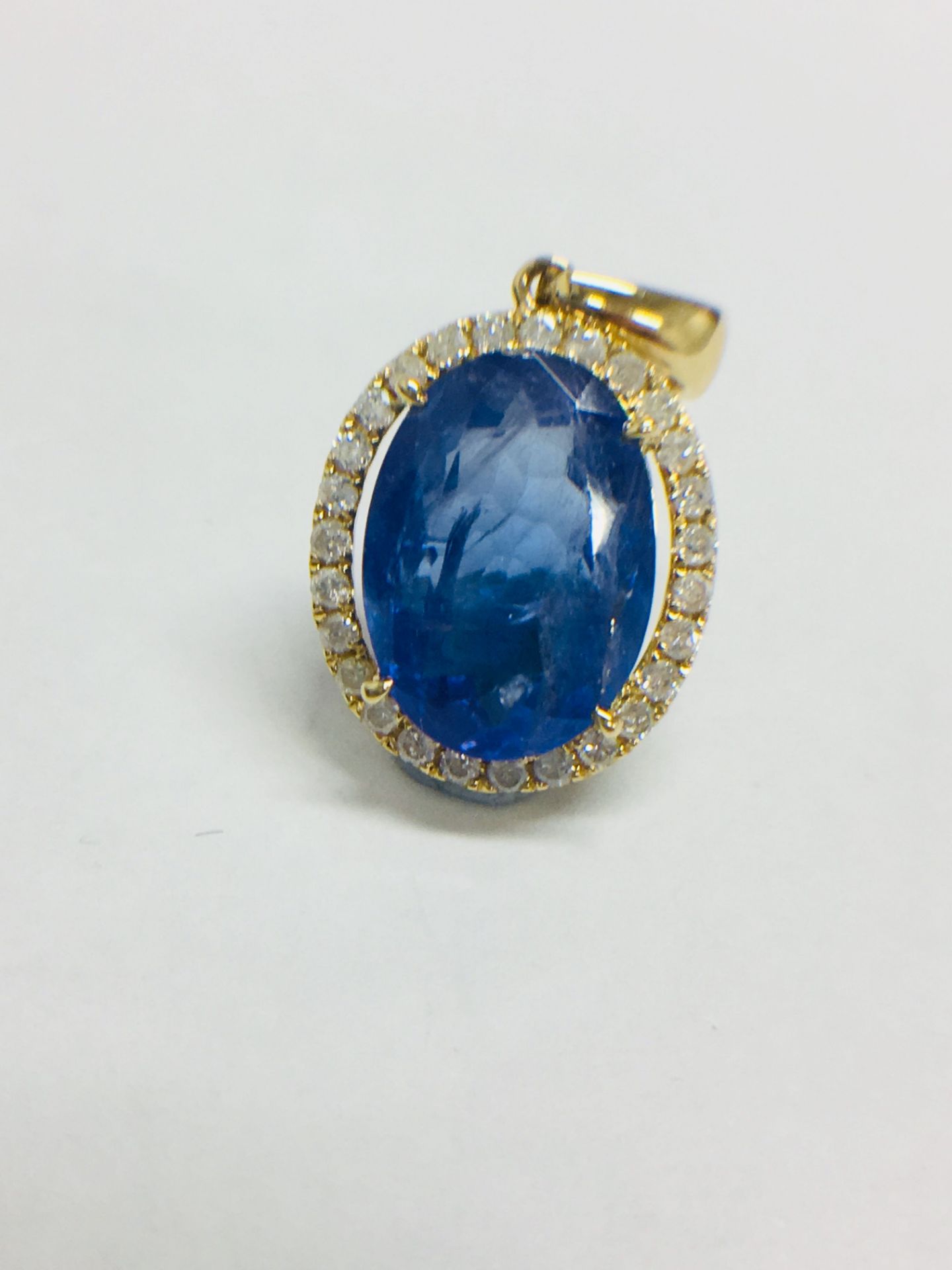 18Ct Yellow Gold Tanzanite & Diamond Drop Pendant Tsw. - Image 4 of 7