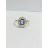 14Ct Yellow Gold Sapphire And Diamond Ring.