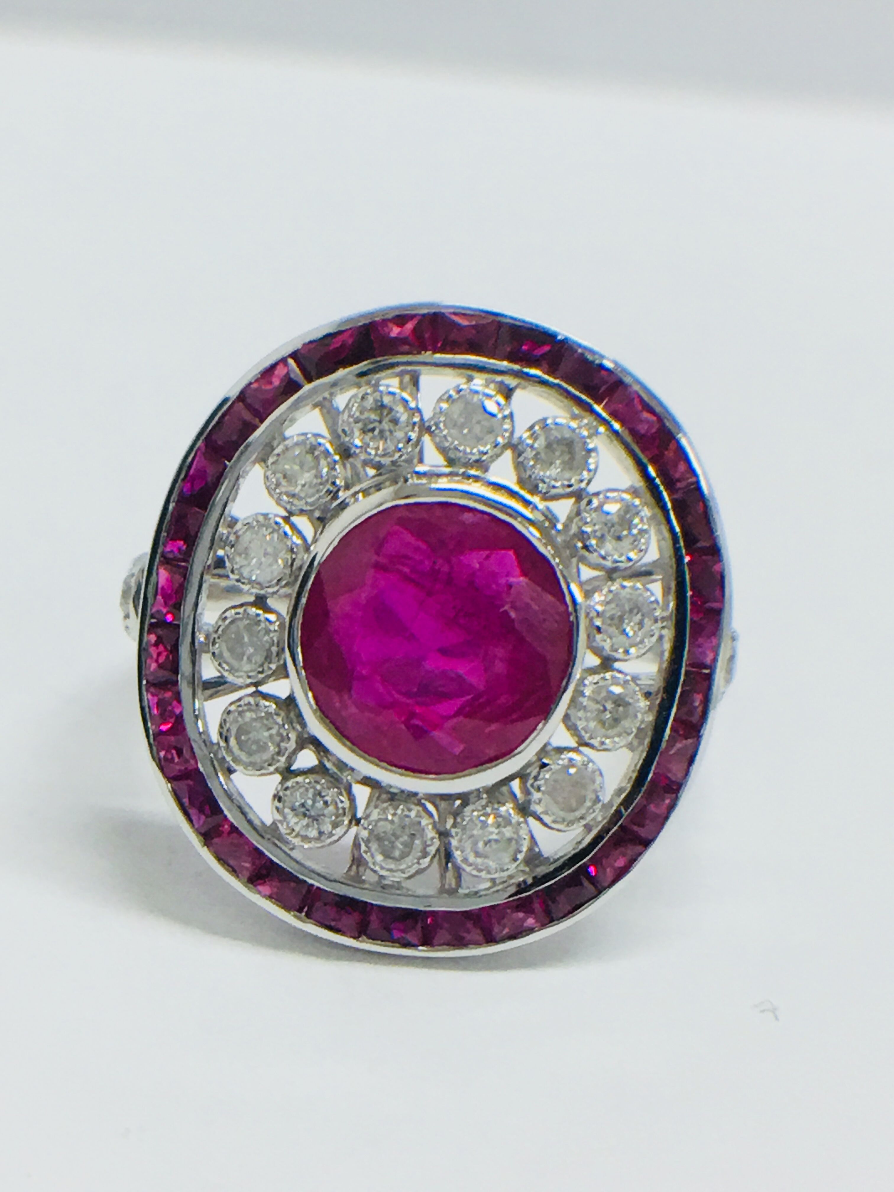 18Ct White Gold Ruby & Diamond Ring