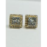 1 Pair 14Ct Yellow Gold Diamond Stud Earrings.