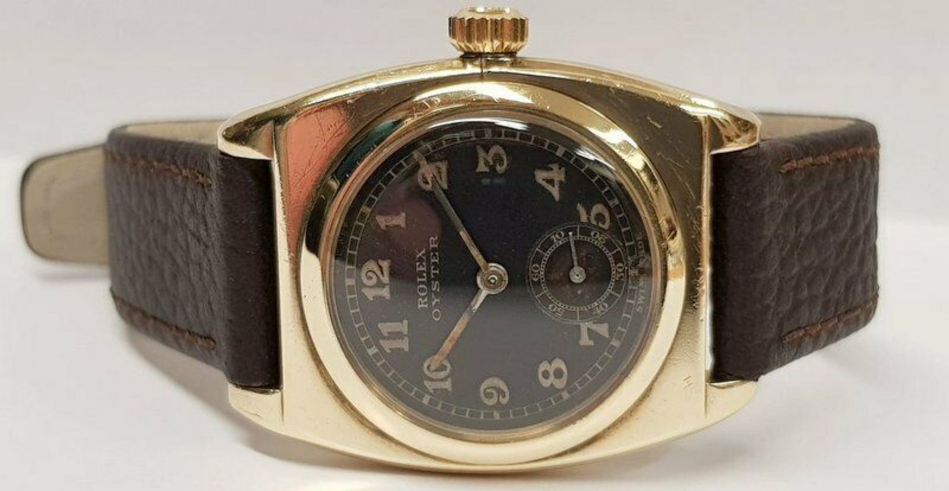 Rare Black Dial Rolex Oyster Viceroy 9ct Gold 1933 Chronometer
