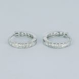 EGL Certified 14 K / 585 White Gold Diamond Hoops