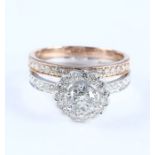 18 K / 750 White & Rose Gold Set of 2 Diamond Rings