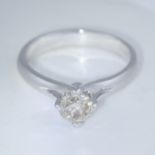 14 K / 585 White Gold Solitaire Diamond Ring