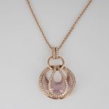 14K RoseGold Diamond & Mother of Pearl Pendant Necklace