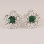 14 K White Gold Tsavorite Garnet & Diamond Studs