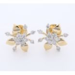 IGI Certified 18 K / 750 Yellow Gold Diamond Earrings