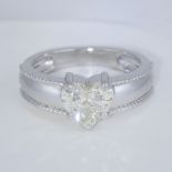 14 K White Gold Heart Shape Solitaire Diamond Ring