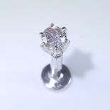 14 K/585 White Gold Pink Diamond Ear Studs/Nose Pin