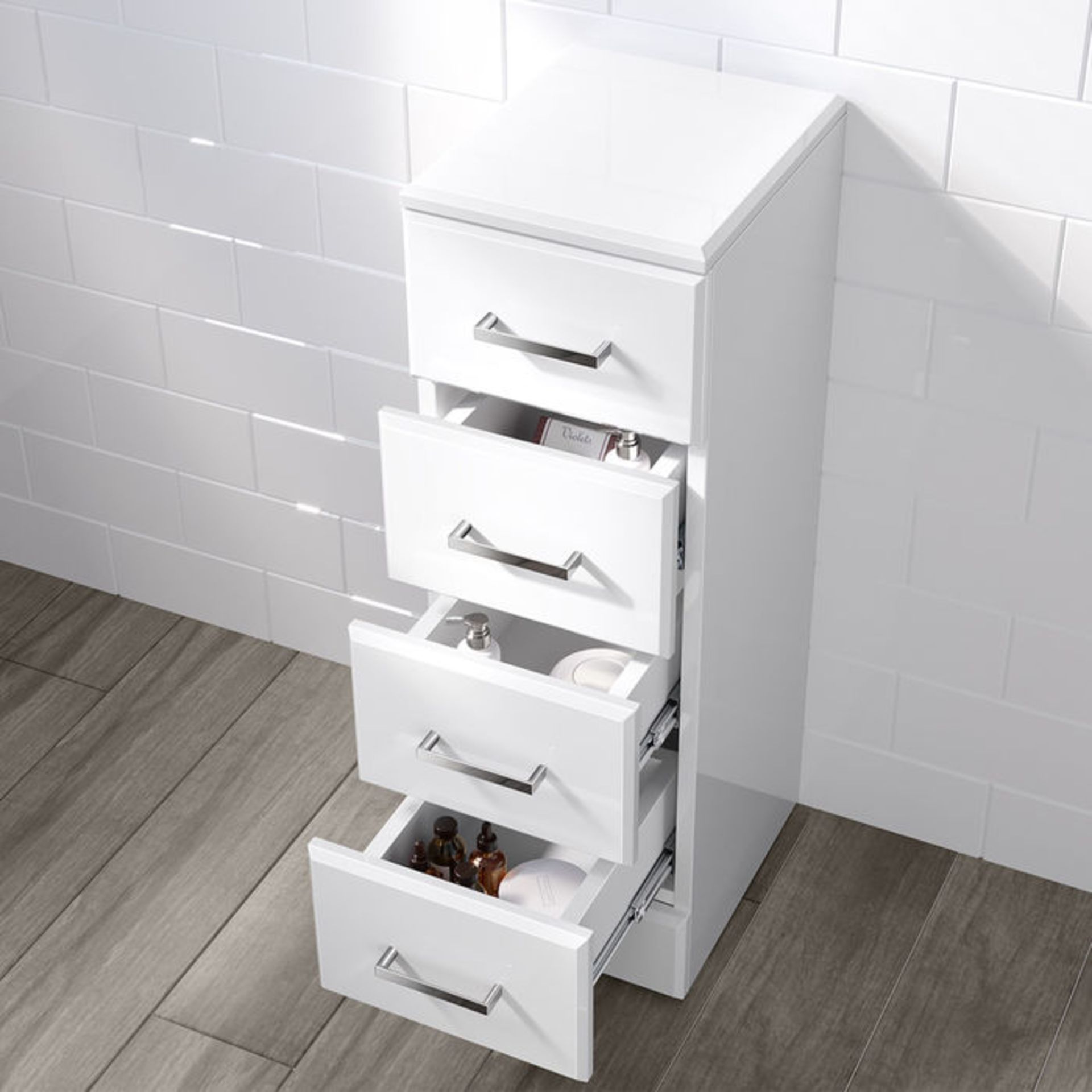 (PP28) 250x300mm Quartz Gloss White Multi Drawer Unit. Pristine gloss white finish Great pract... - Image 2 of 5